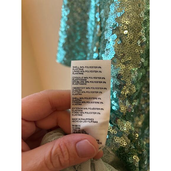 Anthropologie Green Sparkle Short Sleeve Party NYE Top - Picture 5 of 5